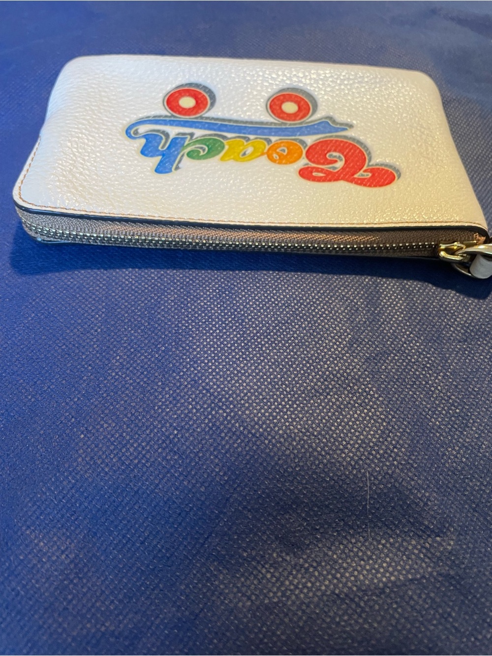 Coach Pride White Leather Wristlet with Rainbow Skate Logo - Picture 5 of 6